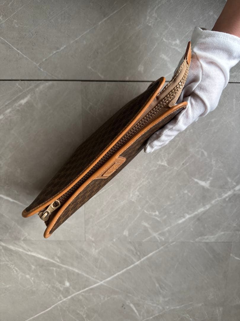 お値下げ セリーヌ マカダム ポーチ クラッチバッグ トリオンフ ブラウン