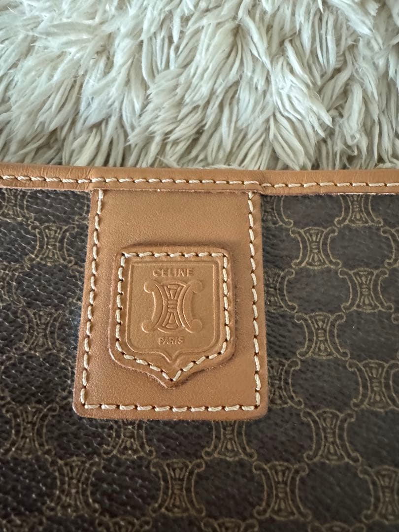 お値下げ セリーヌ マカダム ポーチ クラッチバッグ トリオンフ ブラウン