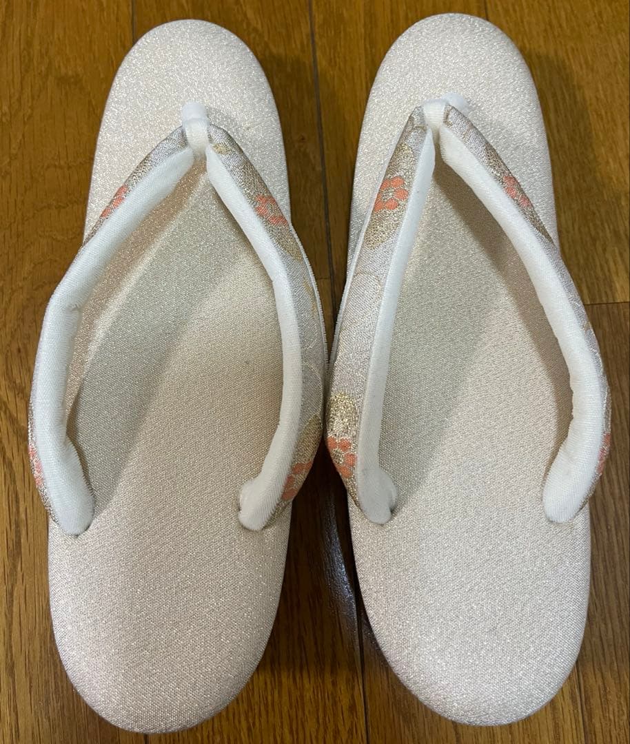 激安！！本革＆絹使用花柄刺繍和装用バッグと草履セット