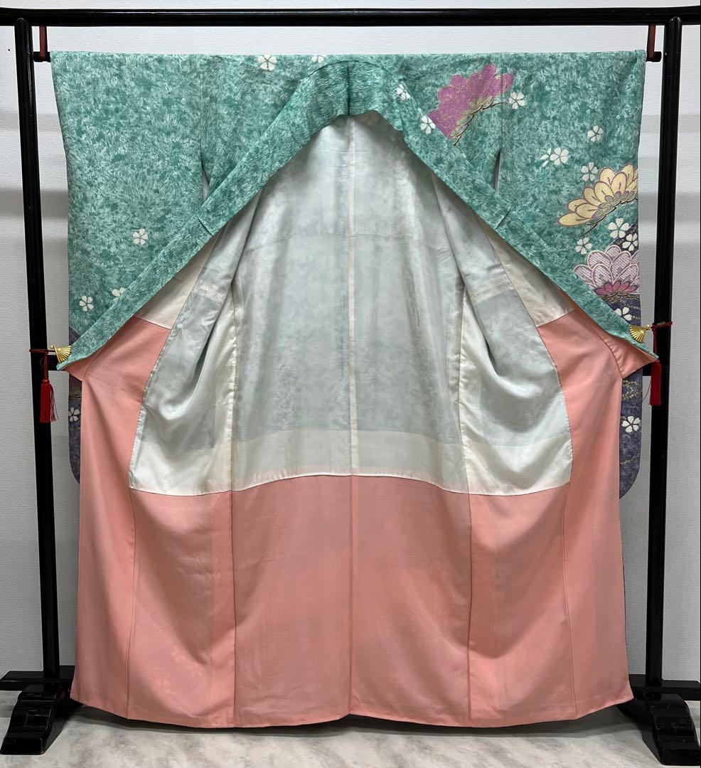 振り袖　フルセット　長襦袢付　金彩加工　疋田柄　結婚式　ふくれ織　成人式　740