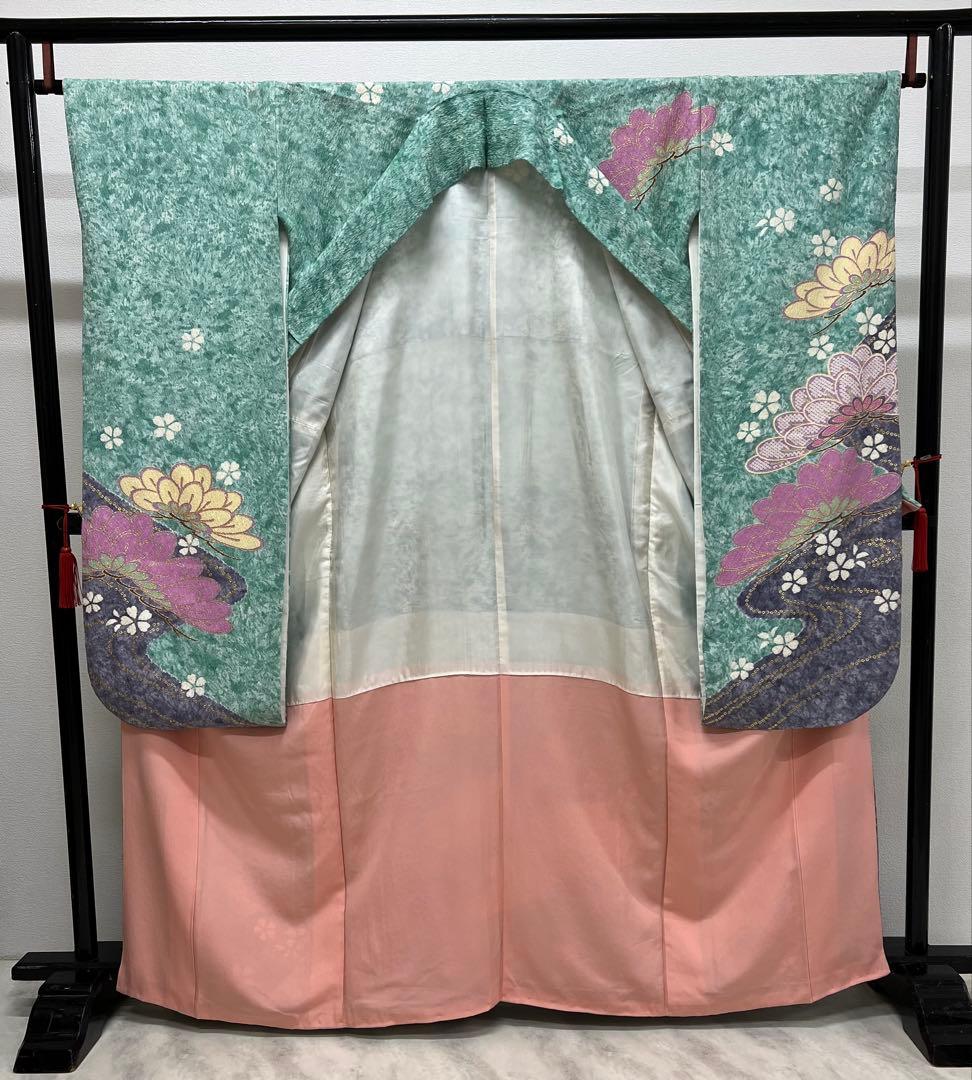 振り袖　フルセット　長襦袢付　金彩加工　疋田柄　結婚式　ふくれ織　成人式　740