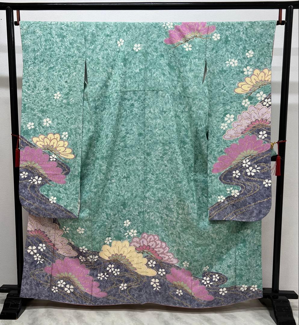 振り袖　フルセット　長襦袢付　金彩加工　疋田柄　結婚式　ふくれ織　成人式　740