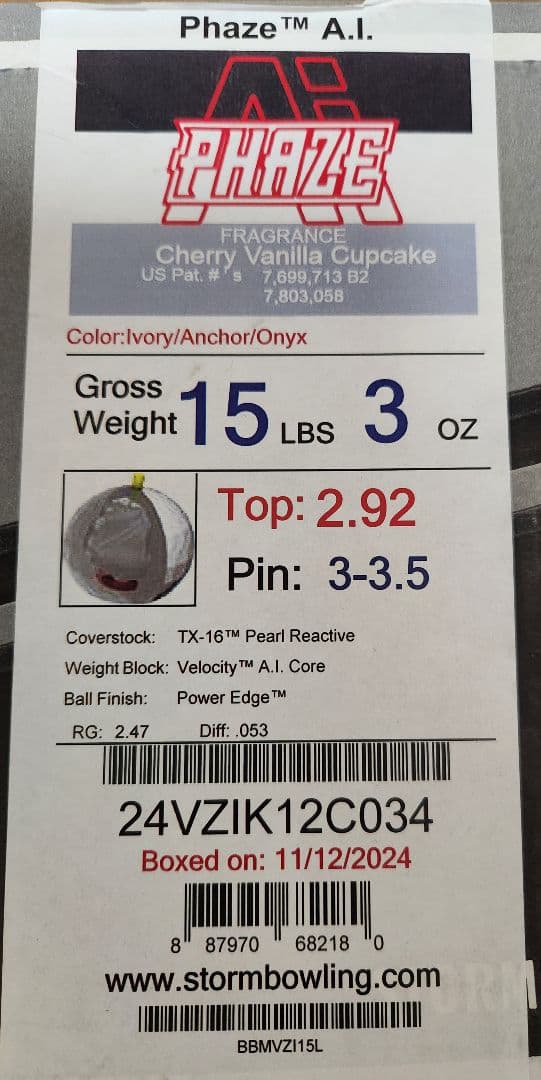 フェイズAI　Phaze A.I. ボウリングボール 15ポンド