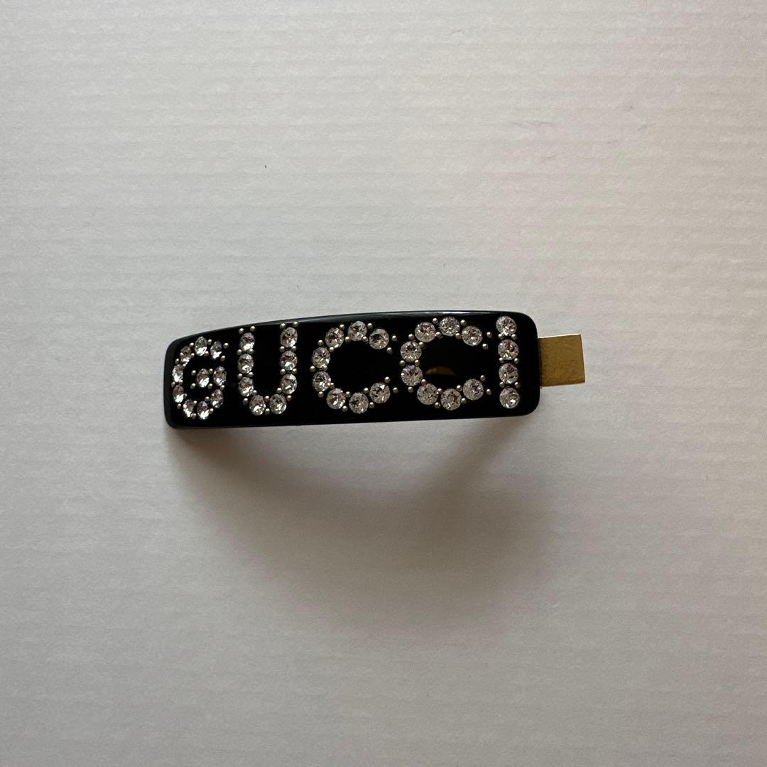 グッチ　GUCCI クリスタルヘアピンブラック