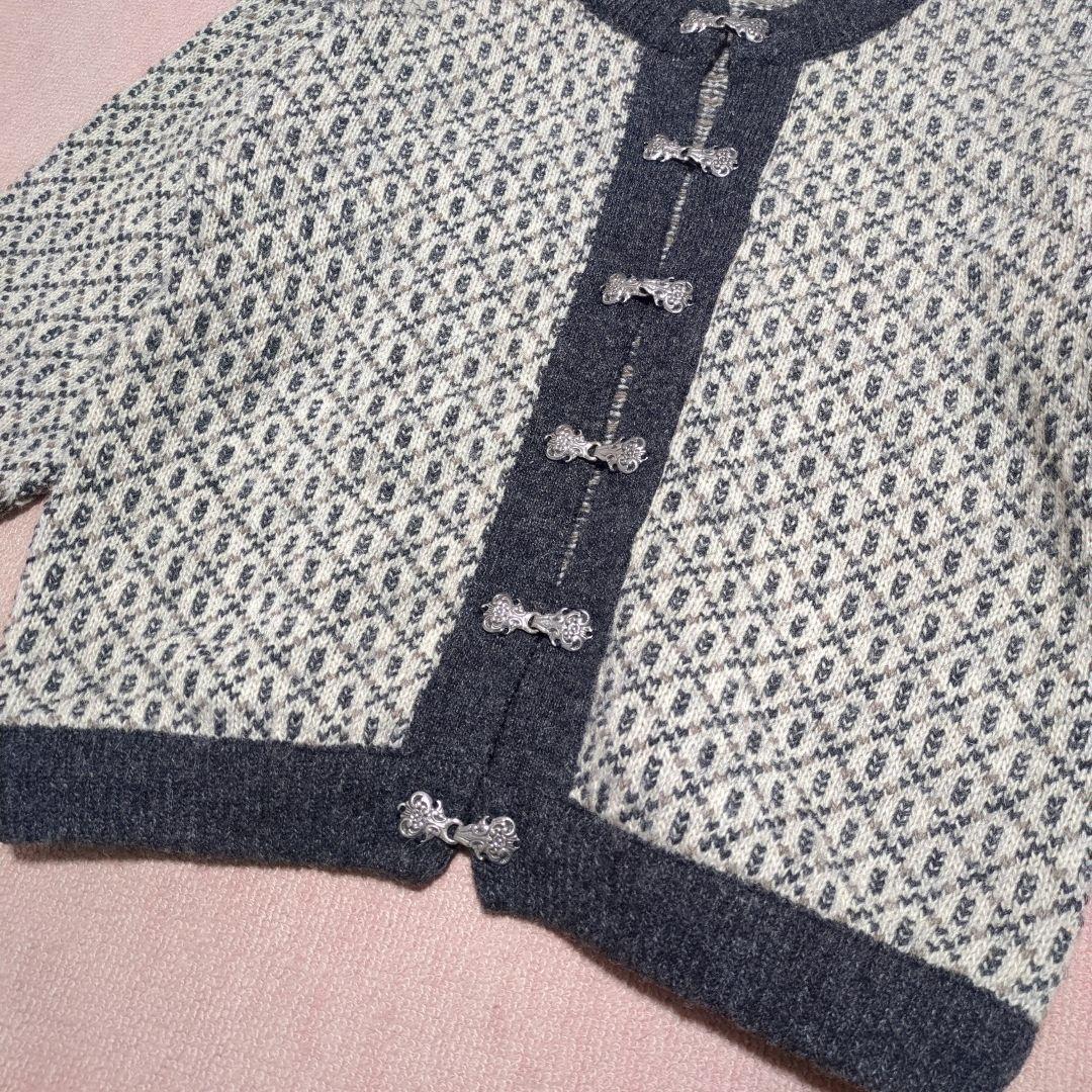 美品！L.L.Bean　80'sバーズアイニットカーディガン　ノルウェー製　S