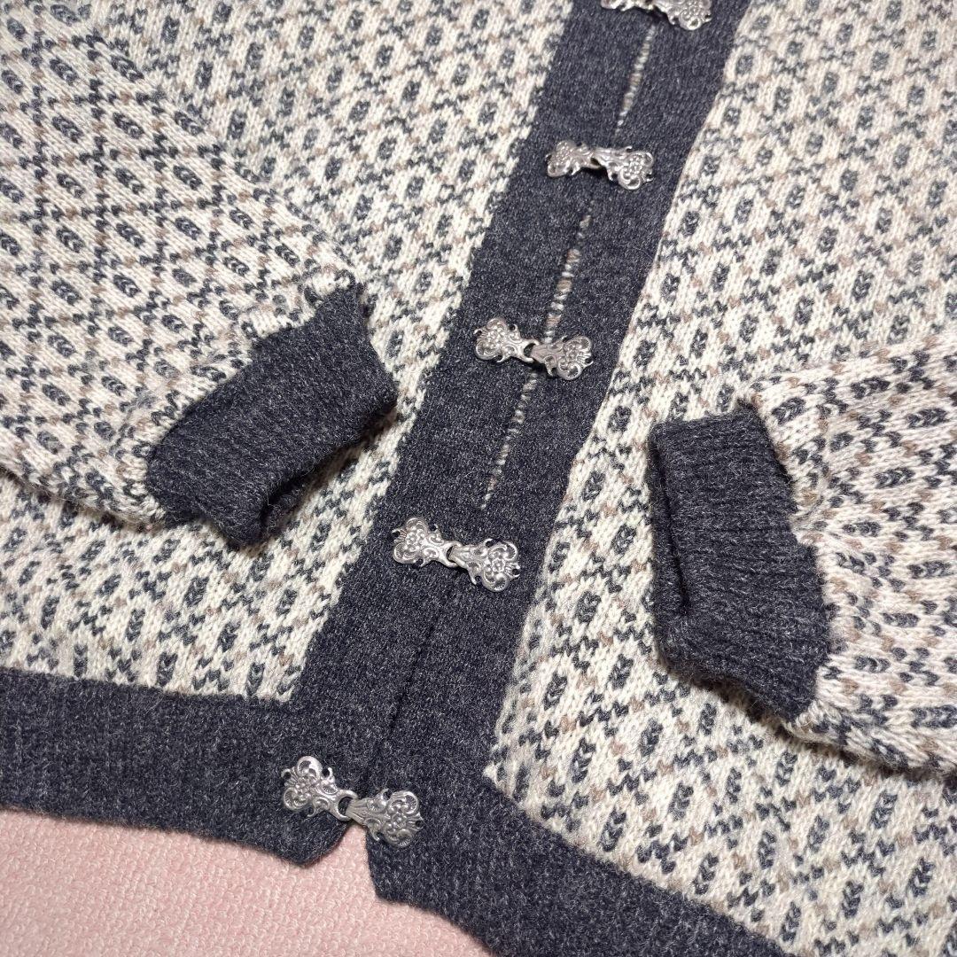 美品！L.L.Bean　80'sバーズアイニットカーディガン　ノルウェー製　S