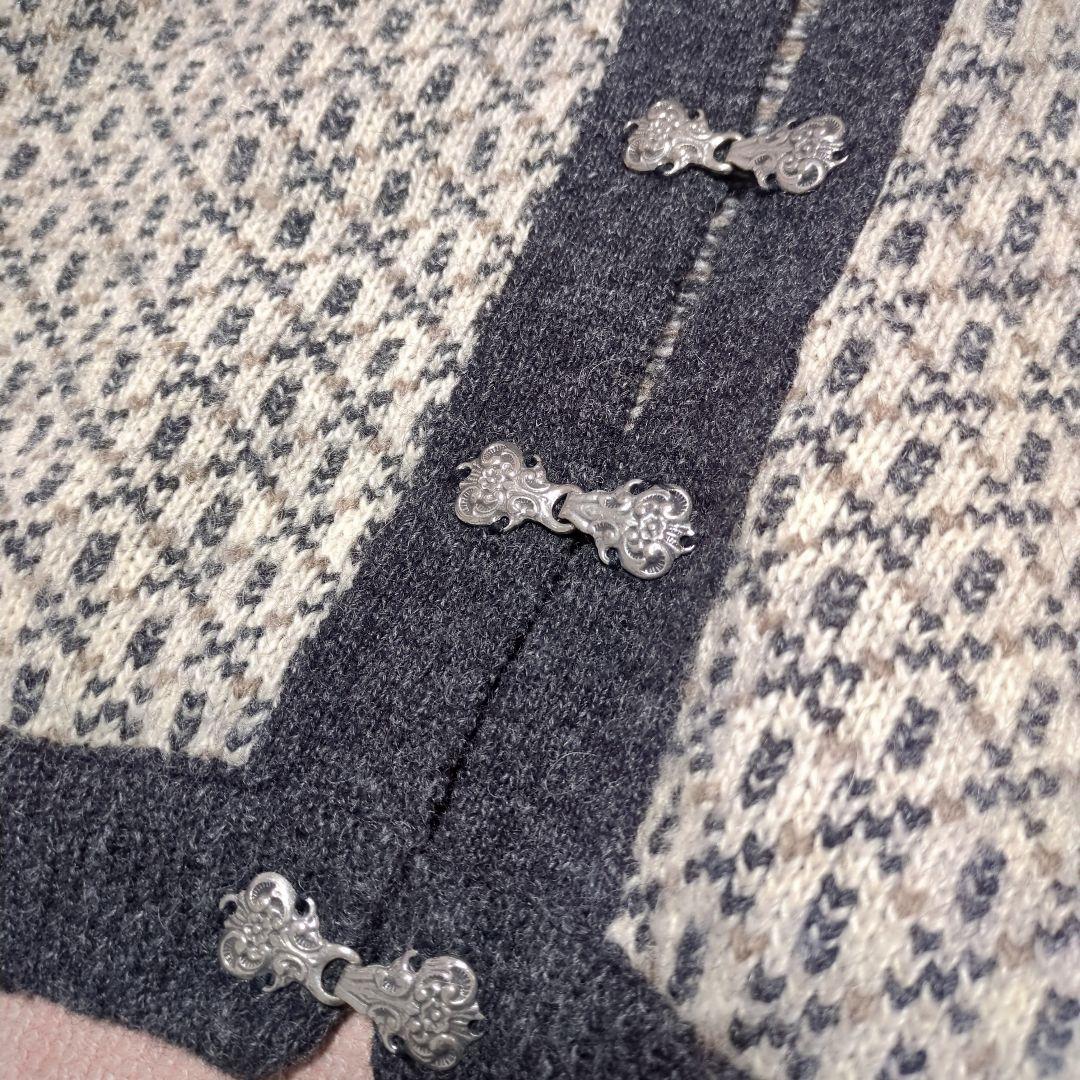 美品！L.L.Bean　80'sバーズアイニットカーディガン　ノルウェー製　S