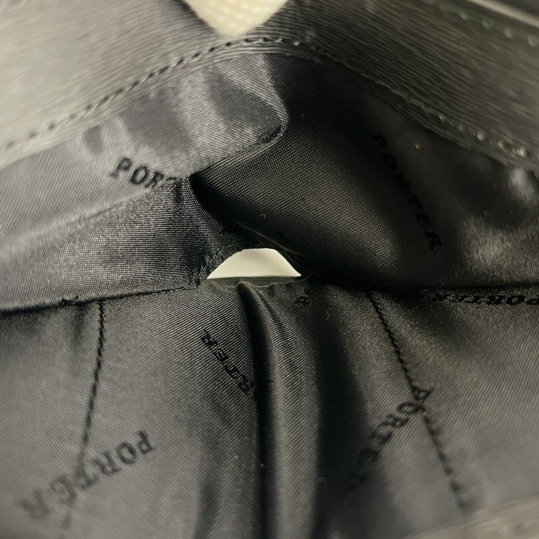 ポーター　カレント　二つ折り財布　プレートロゴ　コンパクトウォレット　ブラック