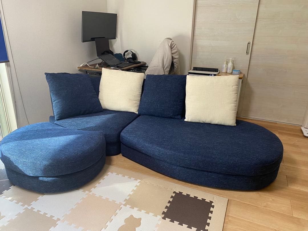 【セット販売】おしゃれカウチソファ　幅2300 ①【合計51000円】