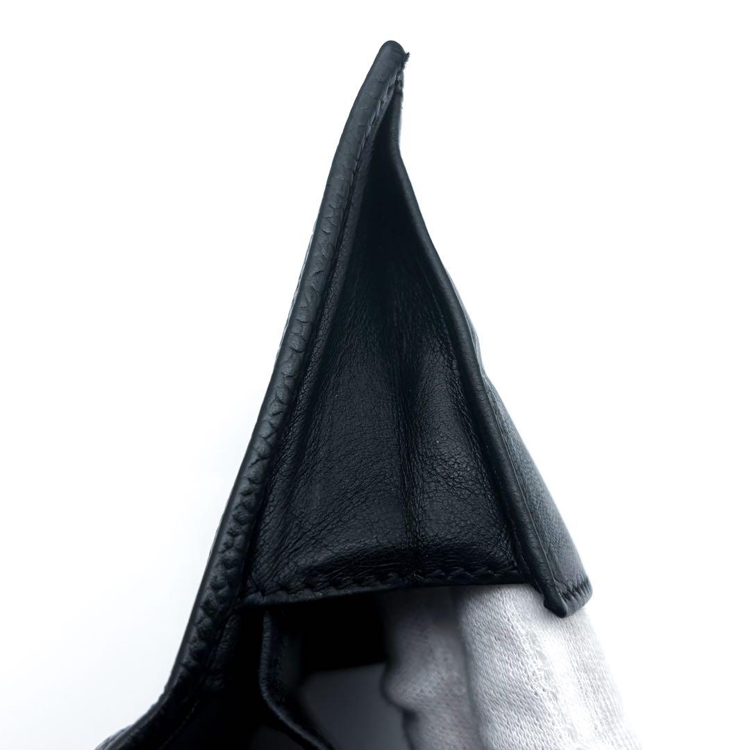 【美品✨レア】シャネル 財布 ココステッチ キャビア 三つ折 コンパクト