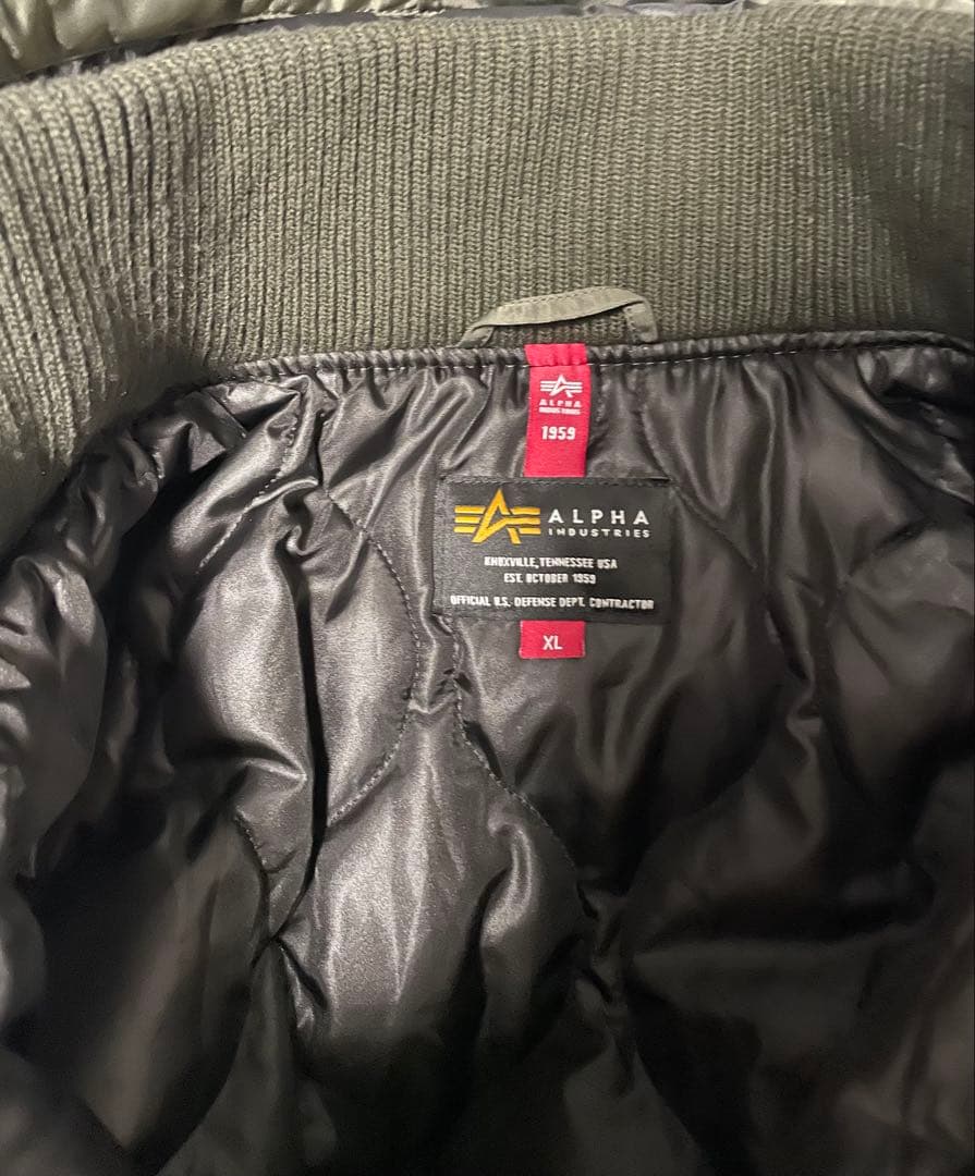 ALPHA INDUSTRIES MA-1 2WAY カーキ フード着脱可XL