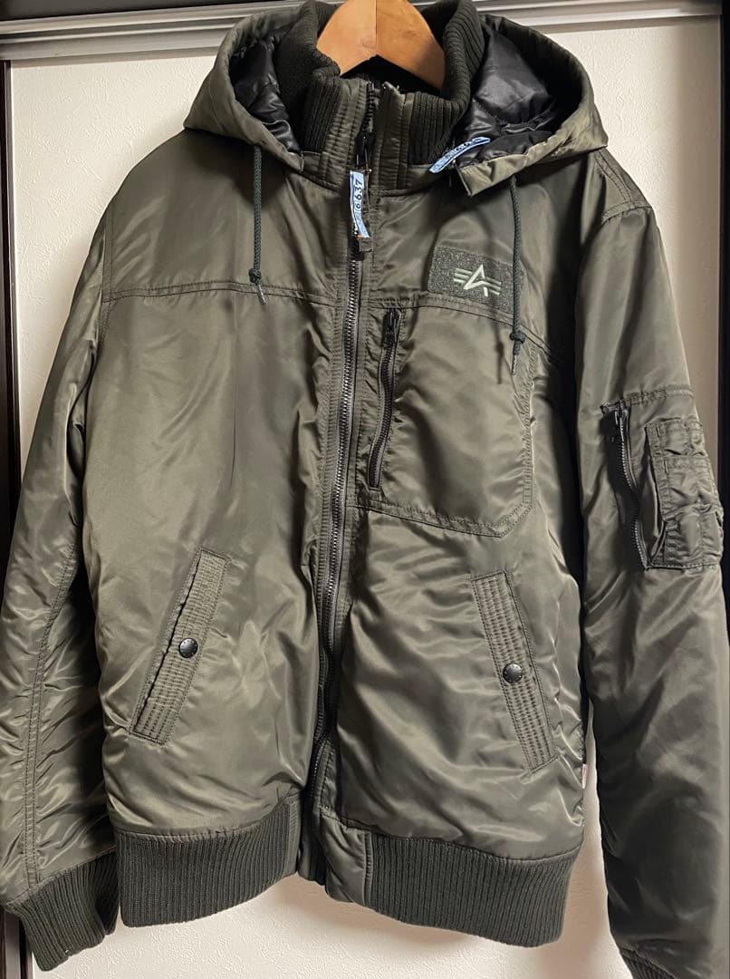 ALPHA INDUSTRIES MA-1 2WAY カーキ フード着脱可XL