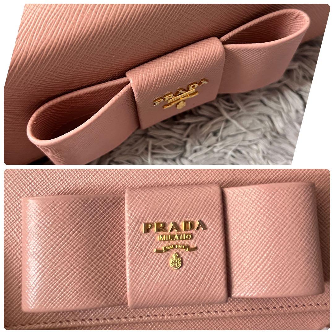 極美品✨PRADA サフィアーノ　フィオッコ　メタルロゴ　長財布　ピンク