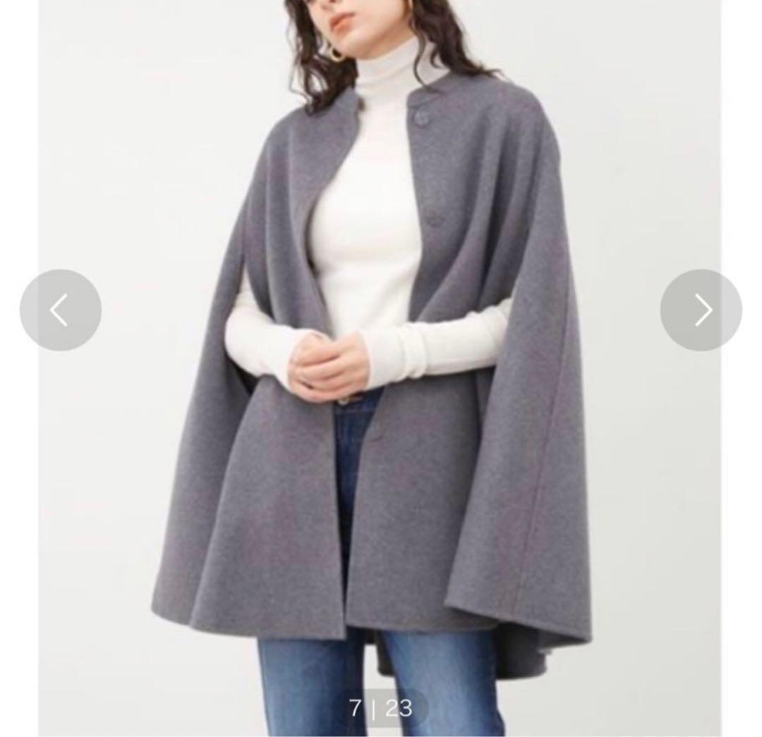 未使用級✨ミラオーウェン 23aw ウール混スタンドカラーリバーケープコート