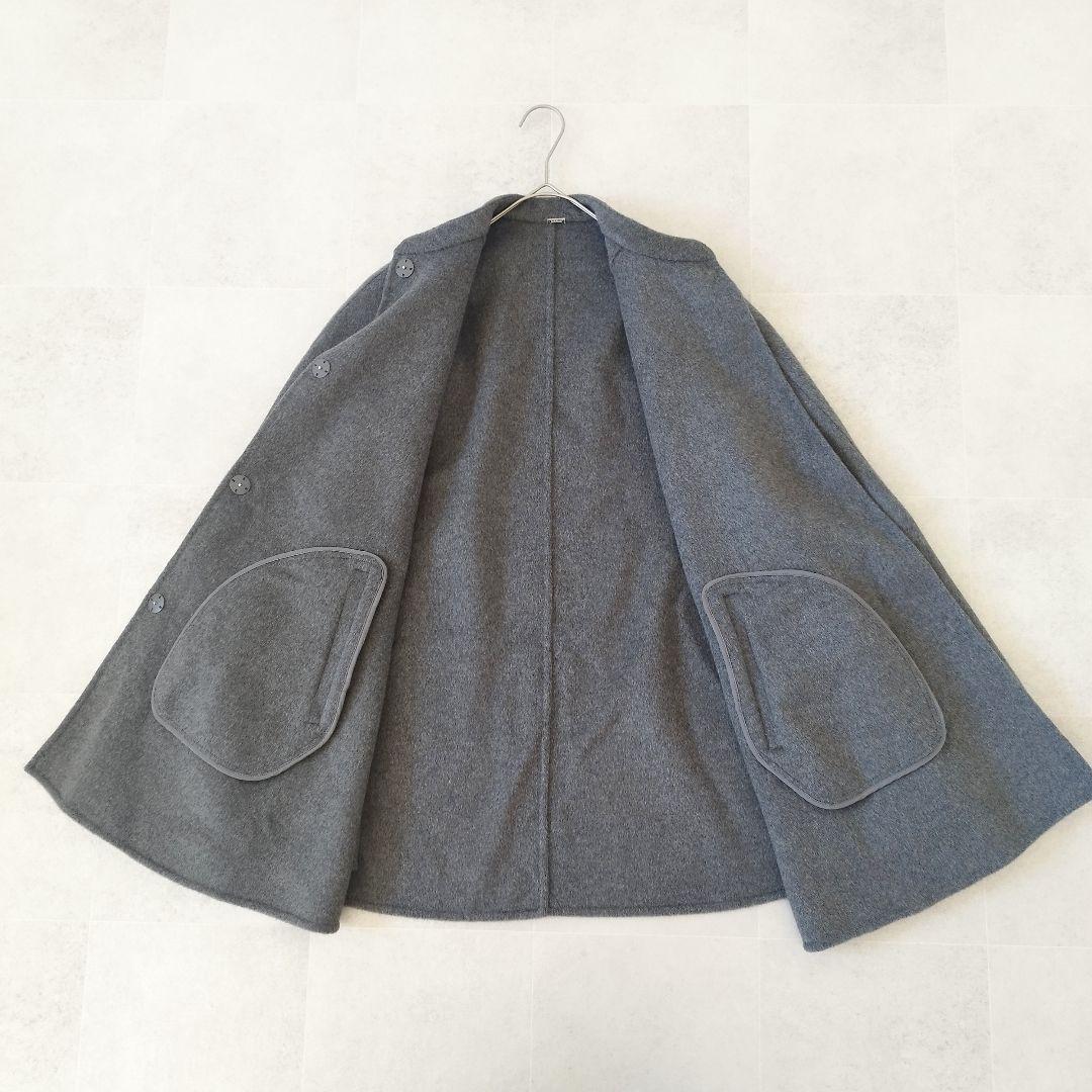 未使用級✨ミラオーウェン 23aw ウール混スタンドカラーリバーケープコート