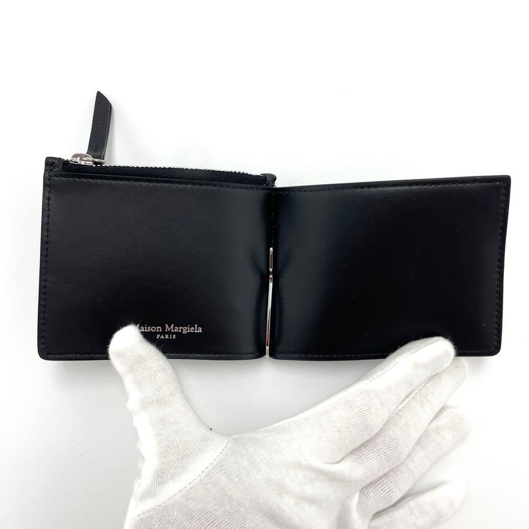 【超美品】メゾンマルジェラ 4ステッチ マネークリップ 二つ折り財布 ブラック