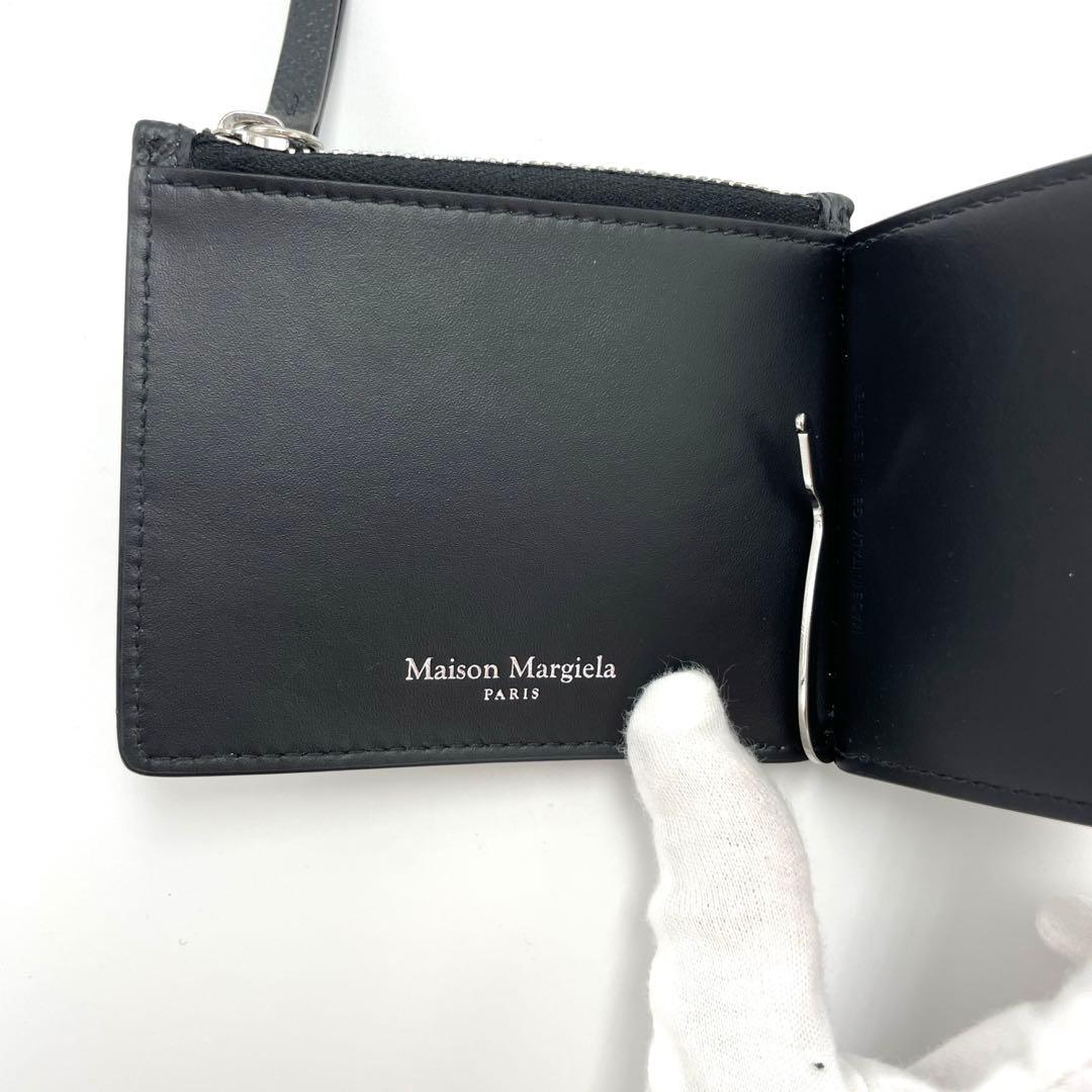 【超美品】メゾンマルジェラ 4ステッチ マネークリップ 二つ折り財布 ブラック