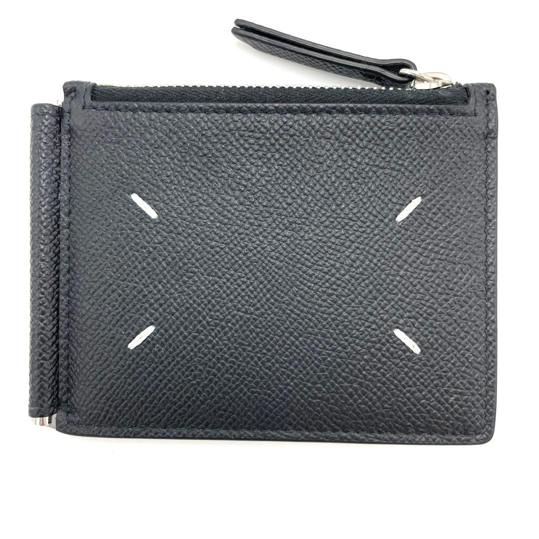 【超美品】メゾンマルジェラ 4ステッチ マネークリップ 二つ折り財布 ブラック