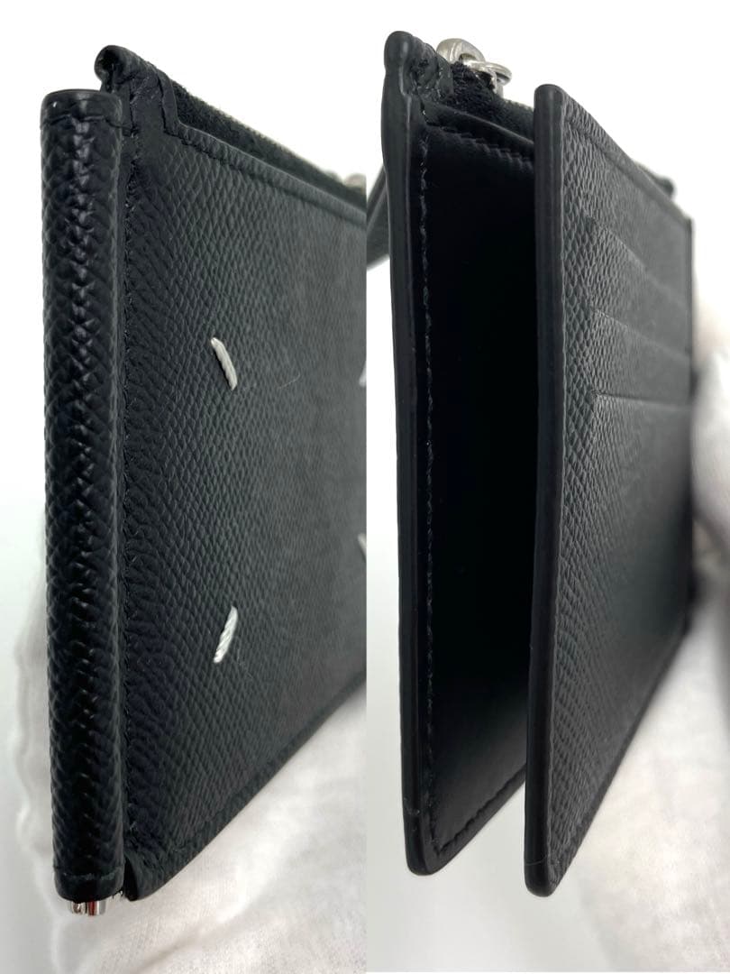 【超美品】メゾンマルジェラ 4ステッチ マネークリップ 二つ折り財布 ブラック