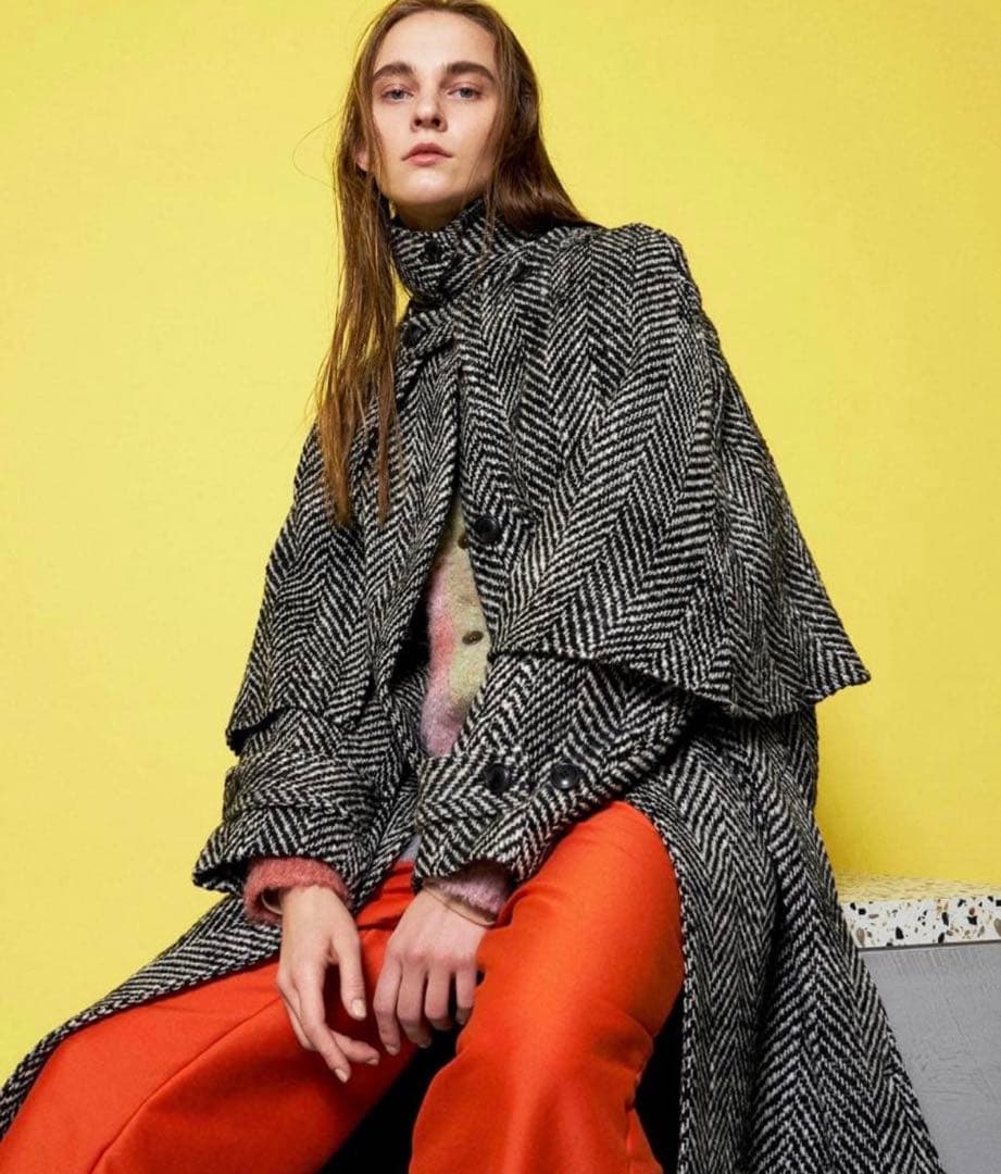 メゾンスペシャル ウール ヘリンボーン ケープ コート