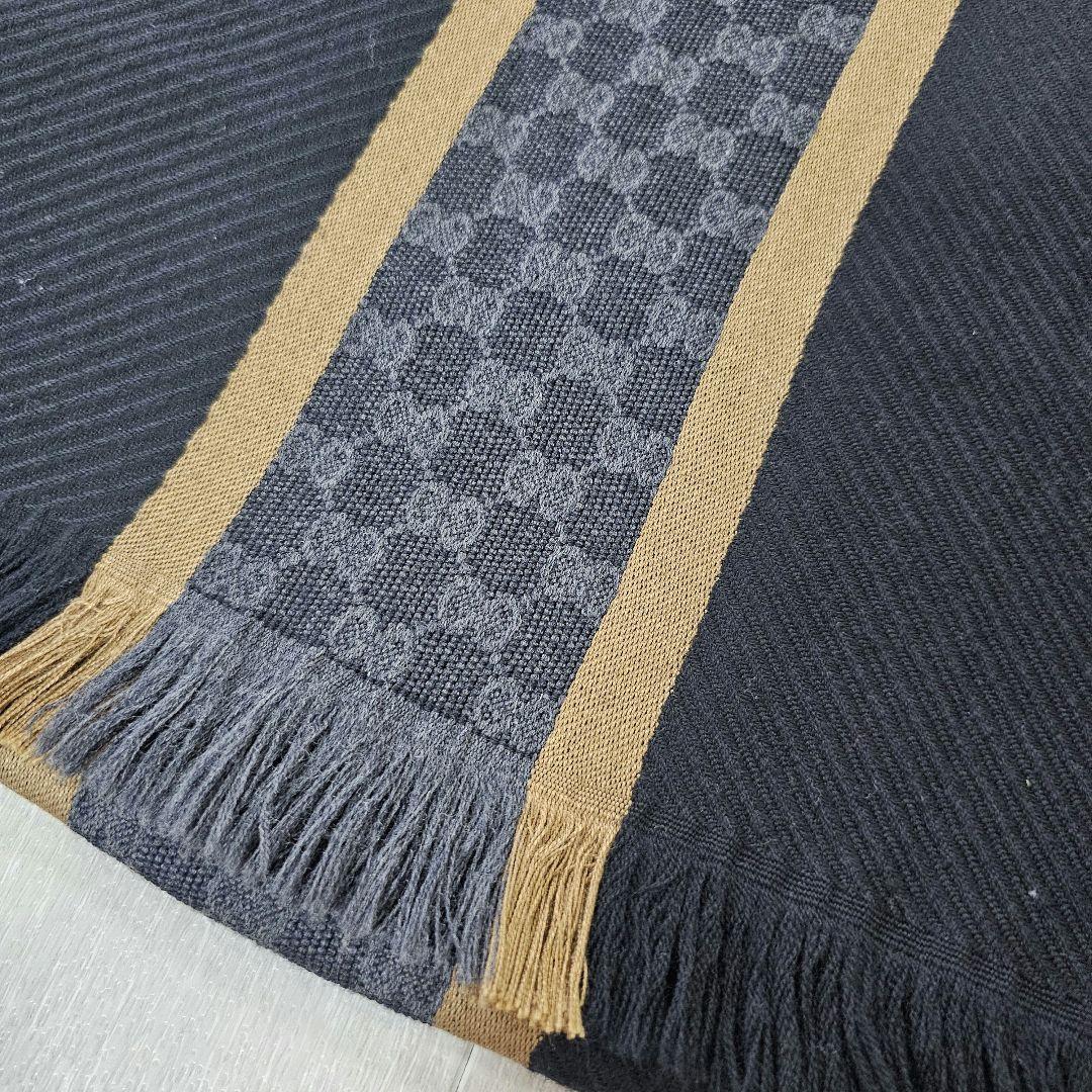 GUCCI　グッチ　マフラー　メンズ　ストール　ゴールドライン