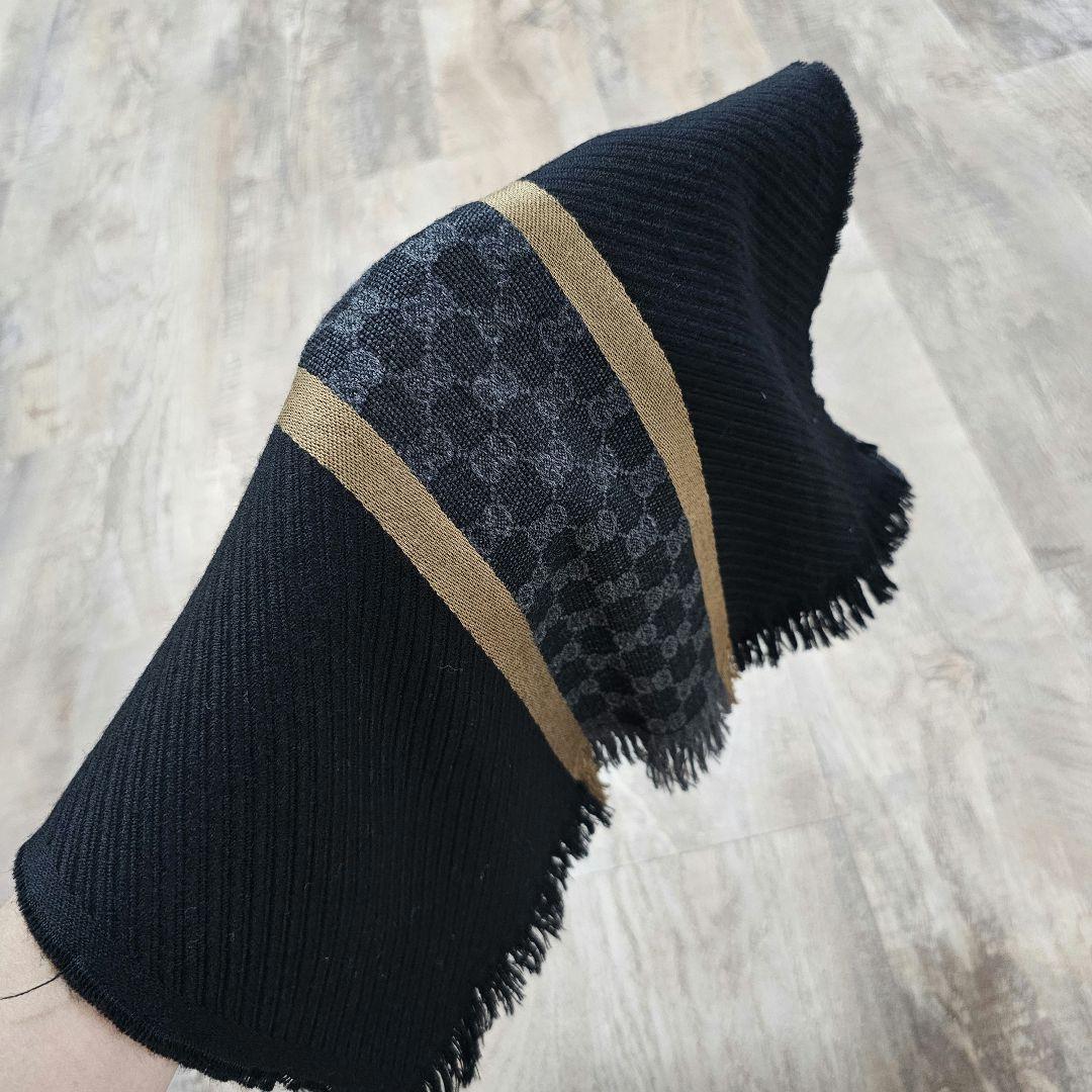 GUCCI　グッチ　マフラー　メンズ　ストール　ゴールドライン