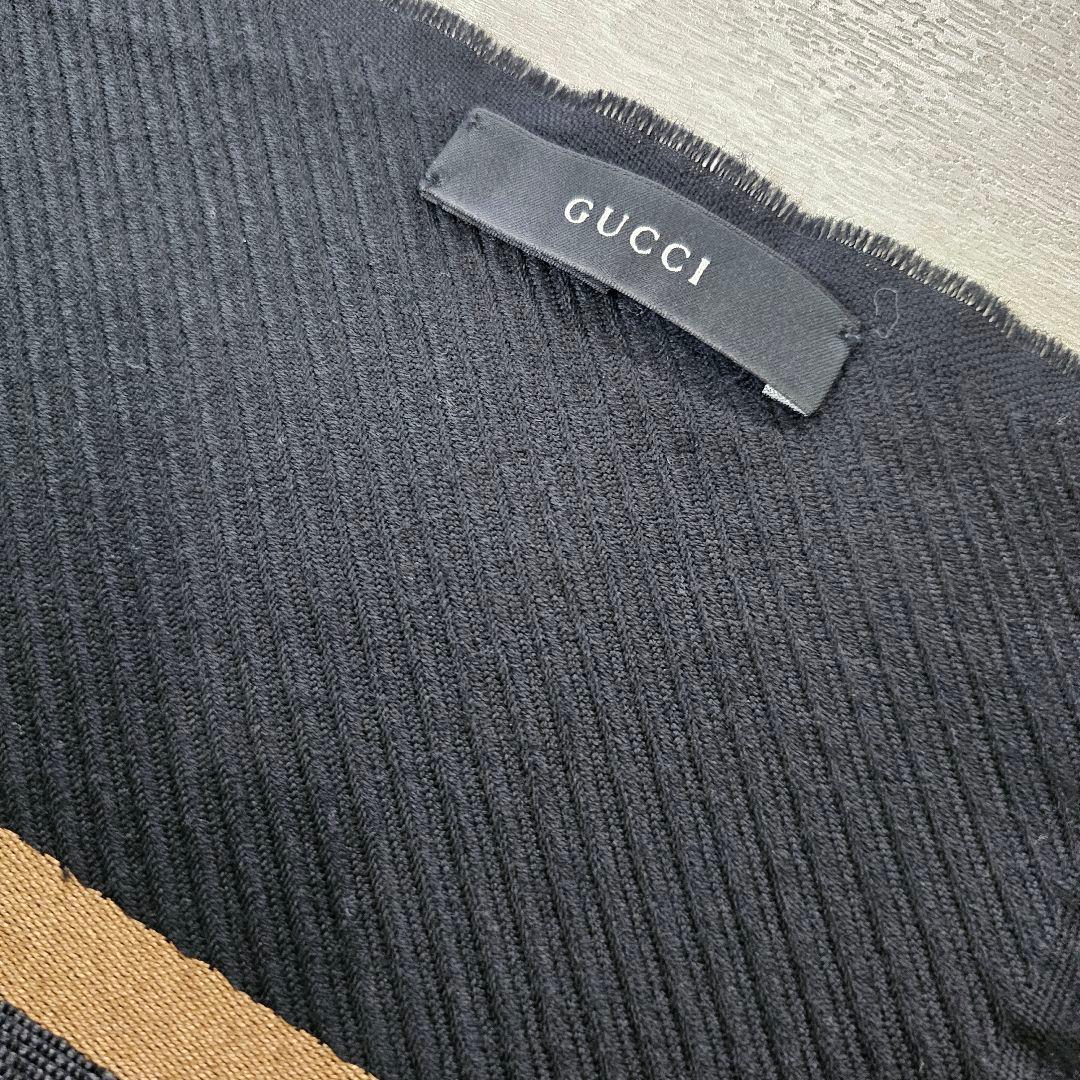 GUCCI　グッチ　マフラー　メンズ　ストール　ゴールドライン