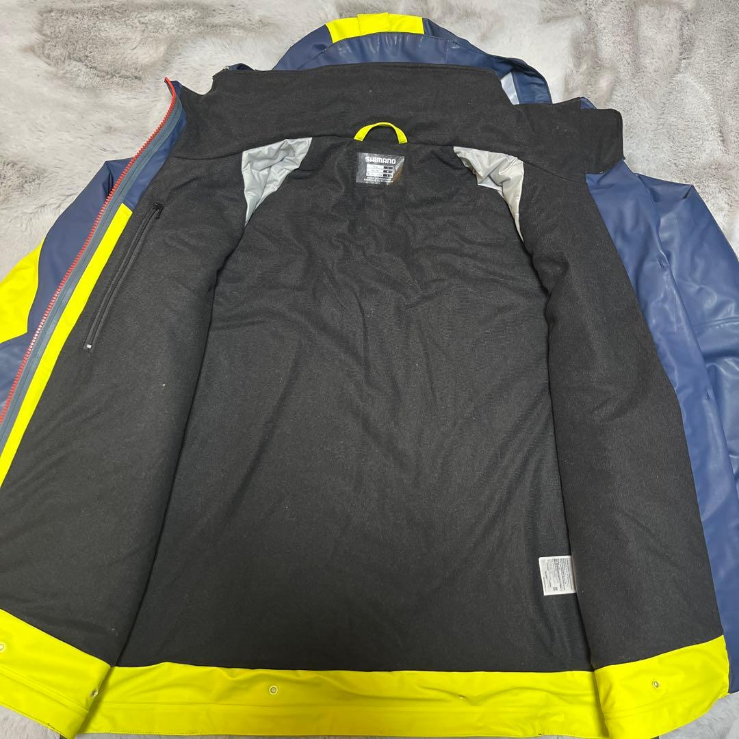 美品　シマノ　RB-035N マリンコールドウェザースーツネイビー/イエロー　Ｌ