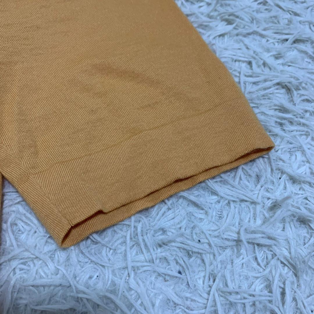良品✨HERMES ヴィンテージ 半袖ニット 総柄 S レディース オレンジ