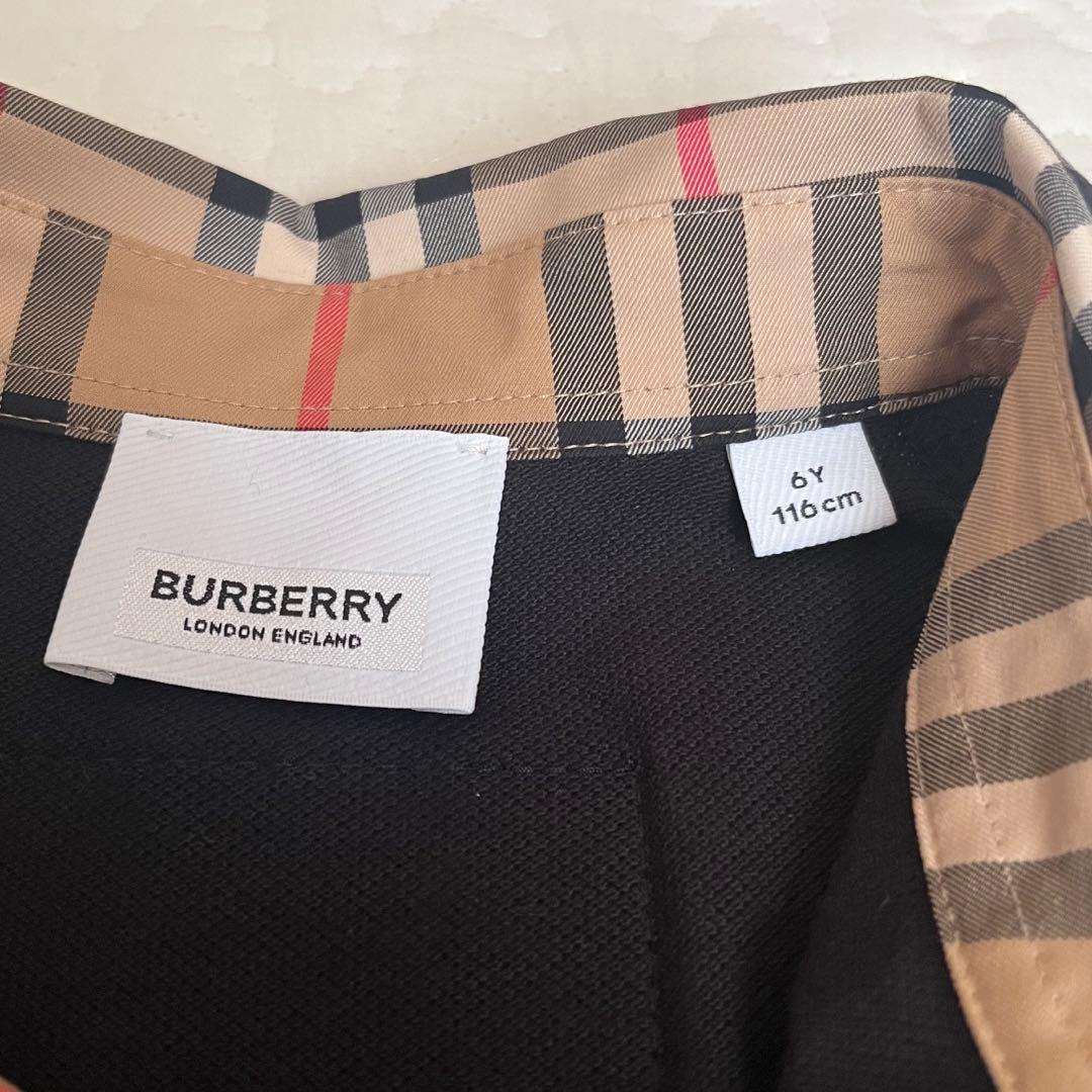 美品　バーバリー　ヴィンテージチェックトリムコットンピケポロシャツドレス 6y
