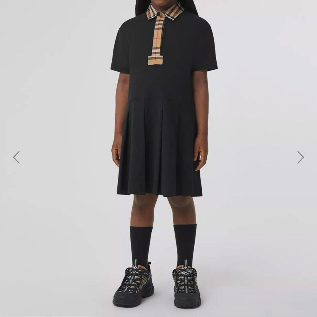 美品　バーバリー　ヴィンテージチェックトリムコットンピケポロシャツドレス 6y