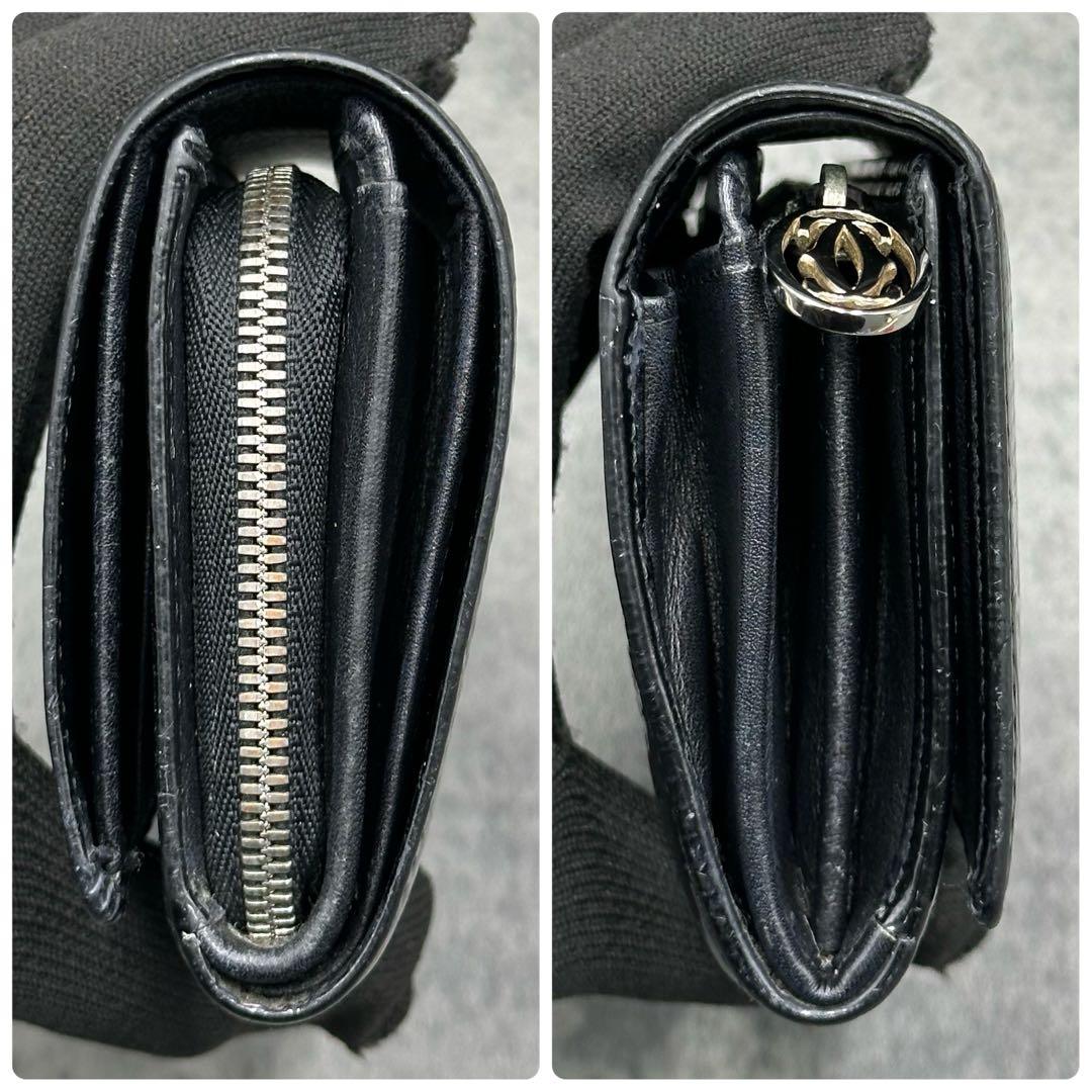 カルティエ ハッピーバースデー 二つ折り財布 エナメル レザー 黒 箱付き