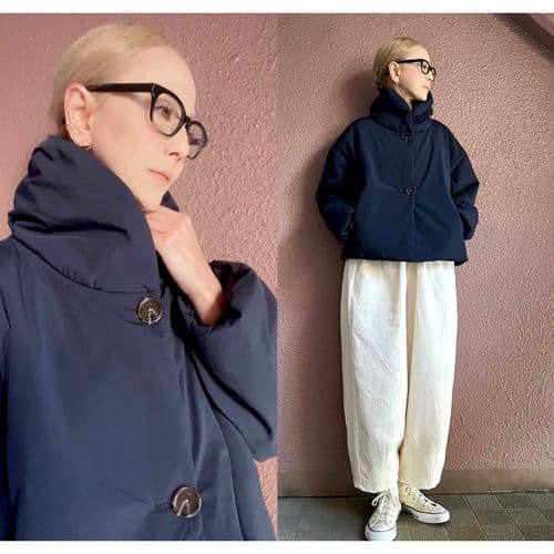 RATAさん作品　ネイビー ボタン付き 中綿入りアウター