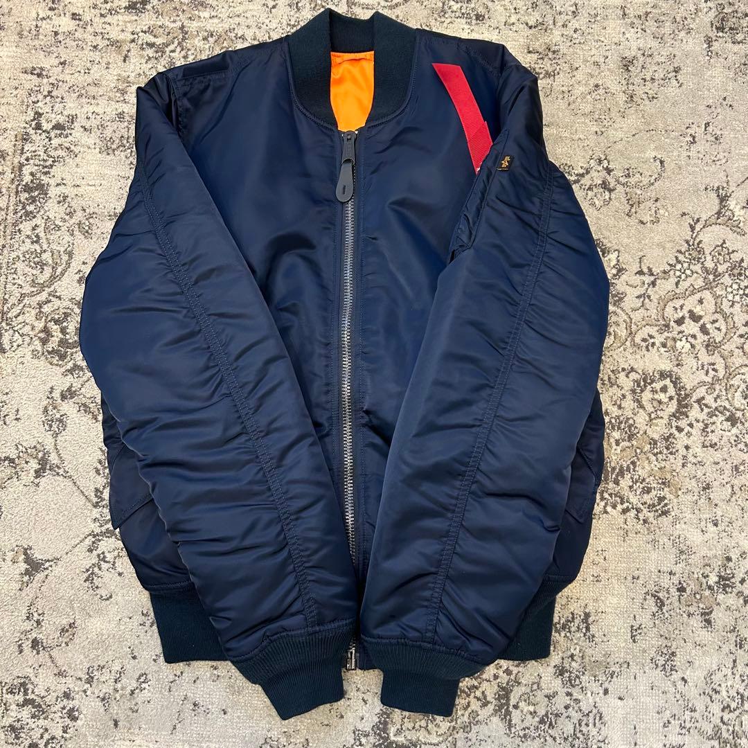 【美品】アルファ ALPHA MA-1 フライトジャケット ネイビー Lサイズ