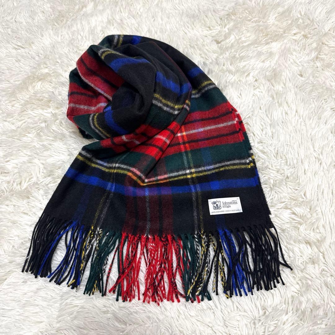 美品　ジョンストンズオブエルガン　マフラー ストール　カシミヤ100% 大判
