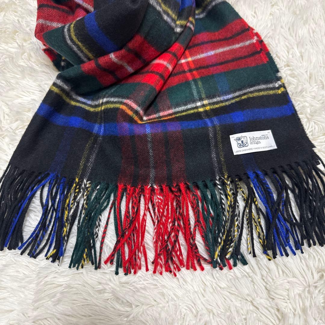 美品　ジョンストンズオブエルガン　マフラー ストール　カシミヤ100% 大判