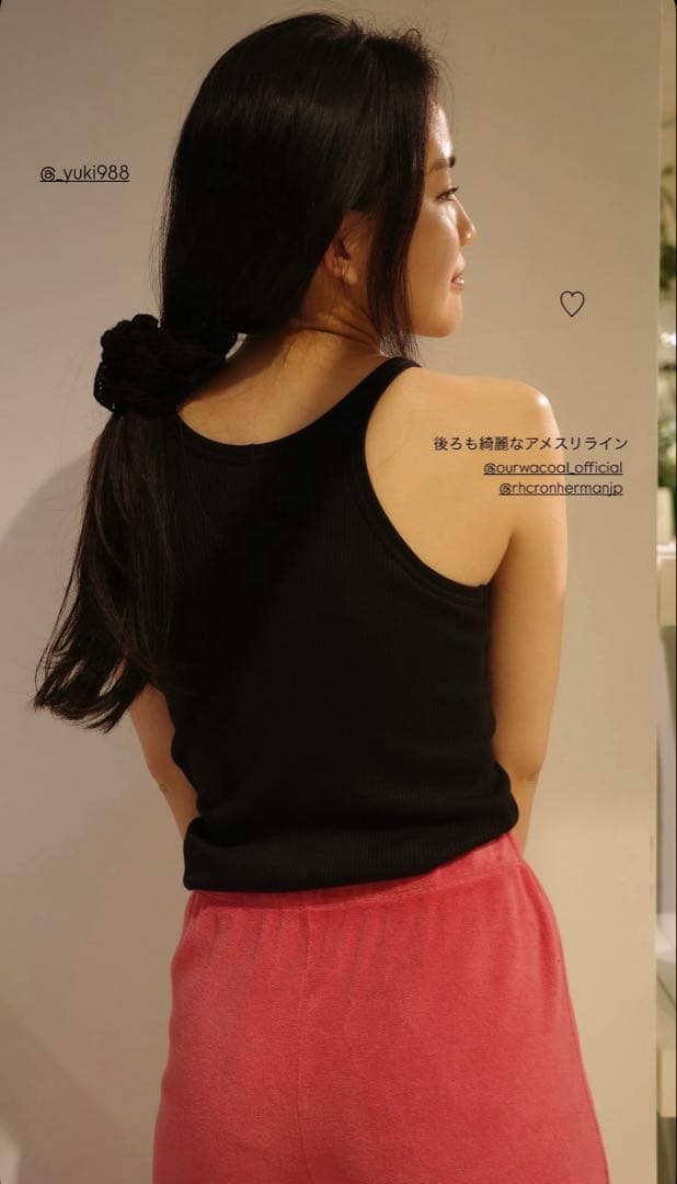 RHC別注OUR WACOAL カップイン アメリカンスリーブ タンクトップ黒