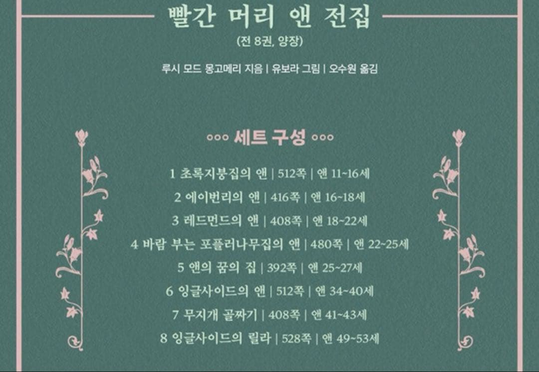 韓国語小説　韓国語　韓国文学　赤毛のアン全集　韓国語　빨간머리앤 전집 세트