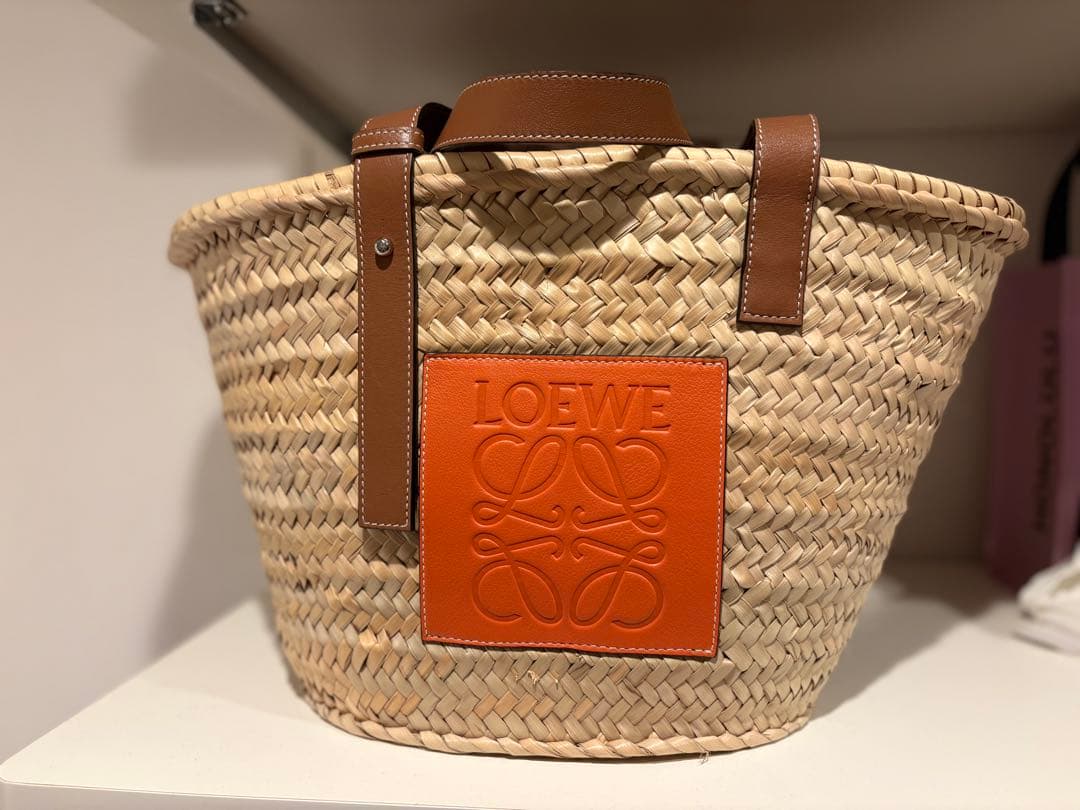 LOEWE かごバッグ ナチュラル オレンジ