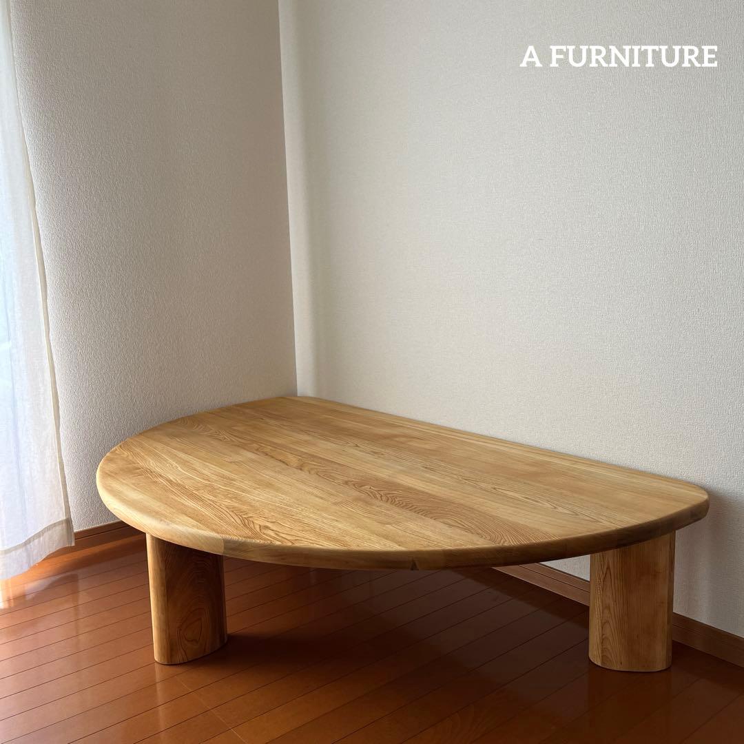 Karimoku カリモク　 国産　無垢　半円テーブル　オイル仕様　半月テーブル