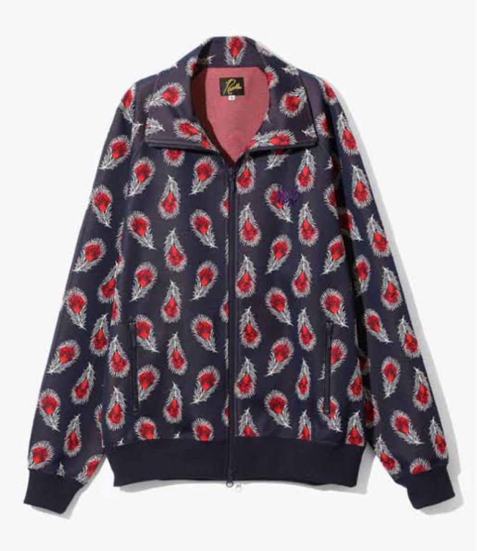 ネイビー ペイズリー柄 ジップアップジャージ L