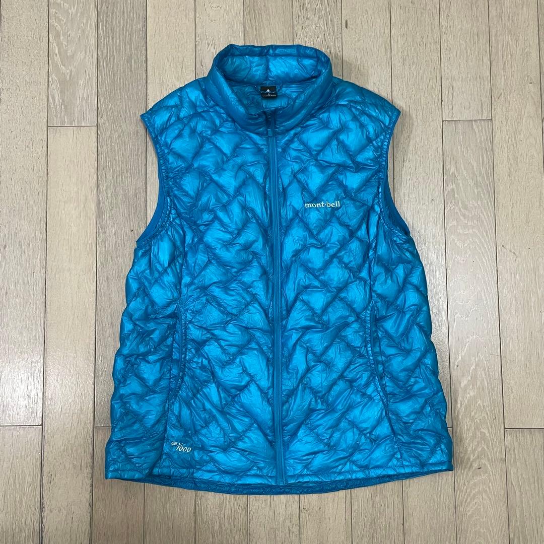 JOG　モンベル　プラズマ1000 ダウン ベスト　レディースL ブルー系