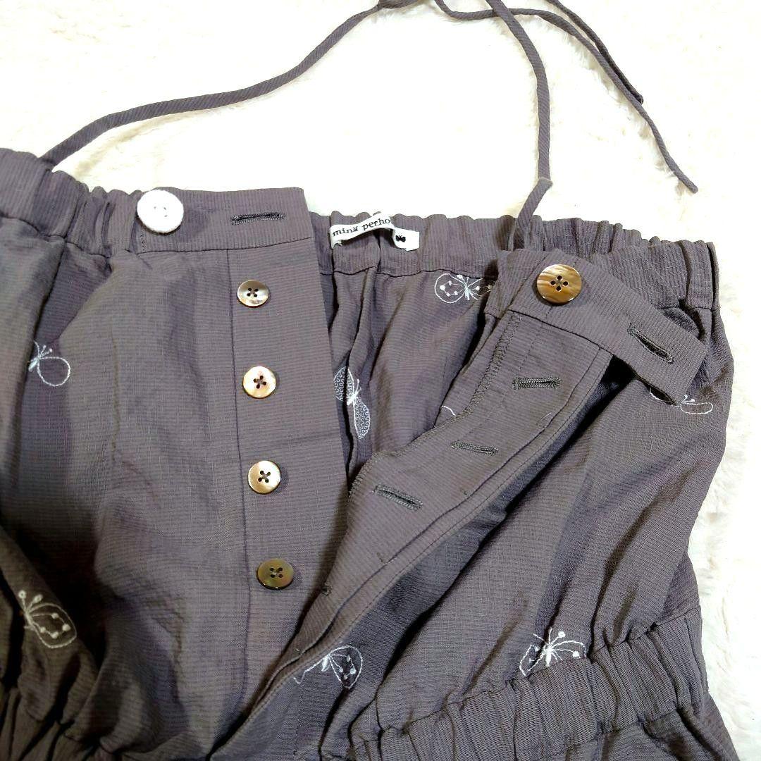 ミナペルホネン サロペット choucho グレー 麻 ストレッチ 日本製 美品
