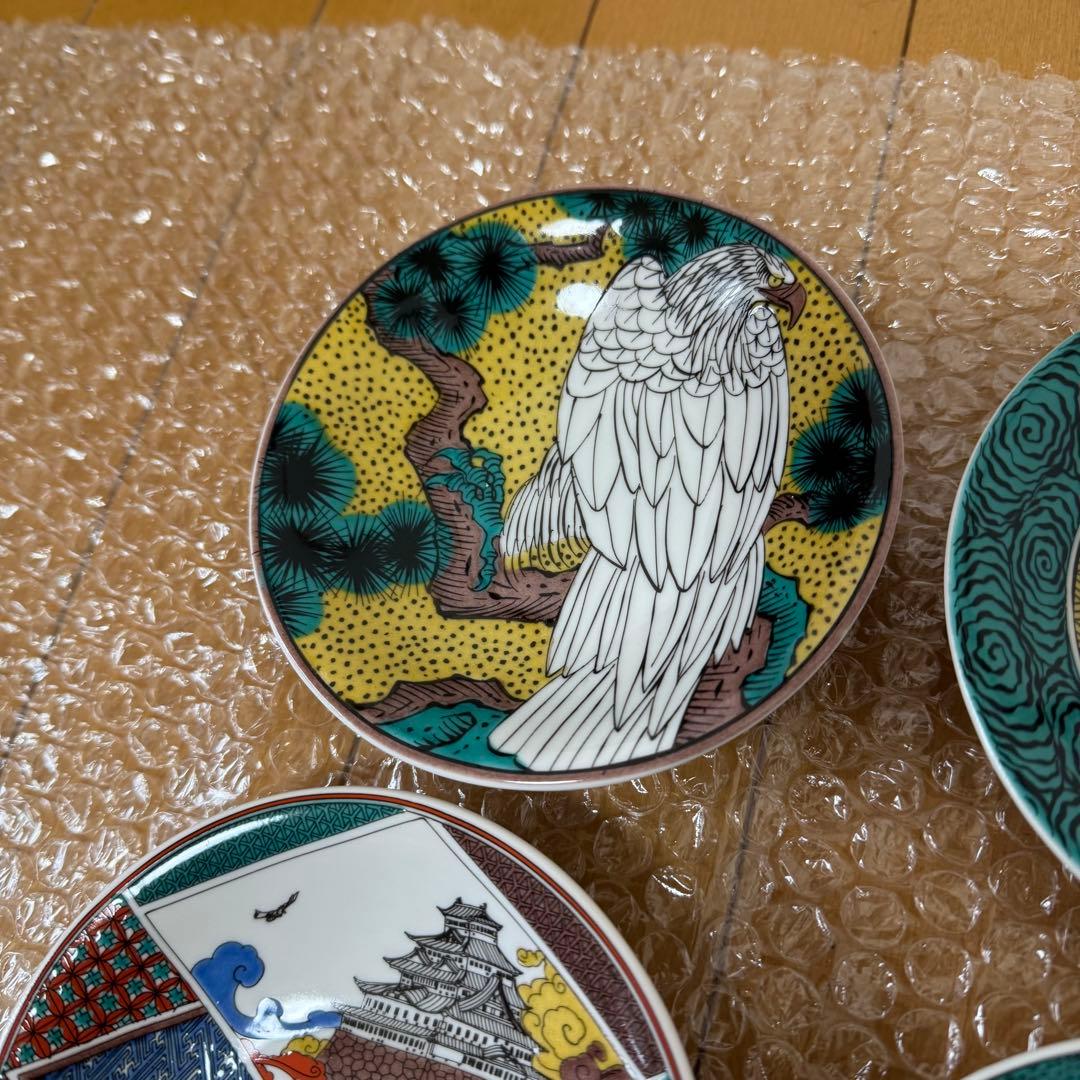 安*藤様 九谷焼 天守物語 小皿 9枚セット 12cm