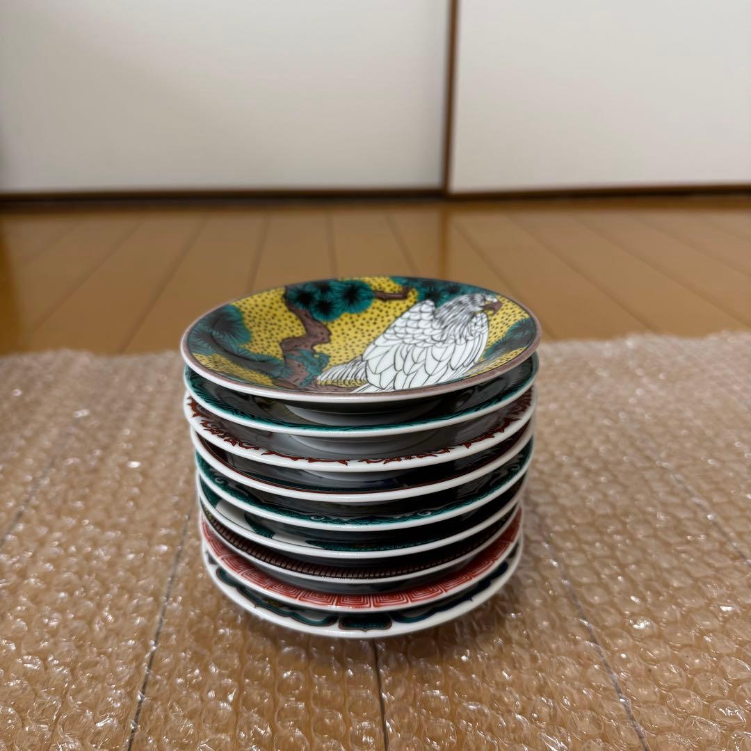 安*藤様 九谷焼 天守物語 小皿 9枚セット 12cm