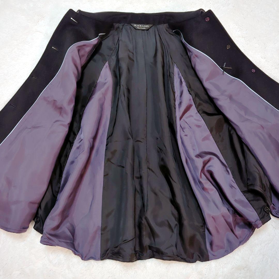 ポールスミス ポンチョ ケープコート ウール100％ ブラック 裏地パープル