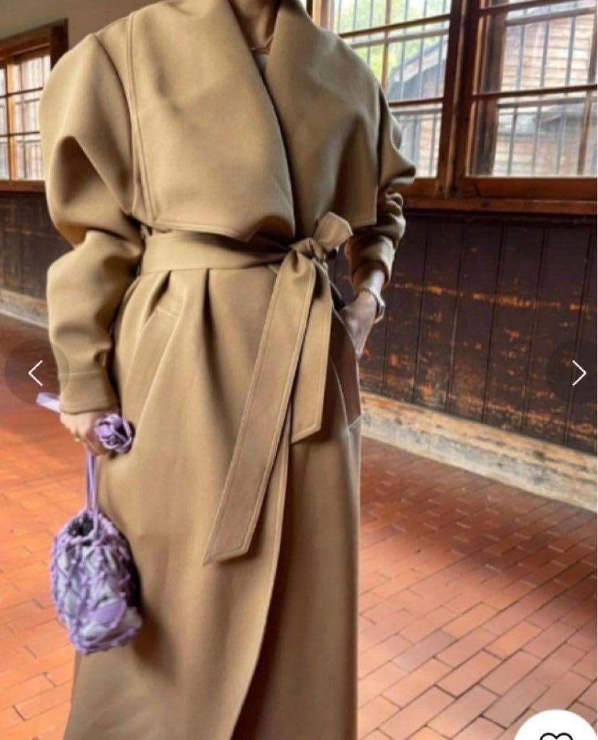 AMERI　BIG COLLAR TUCK SHOULDER COAT　キャメル