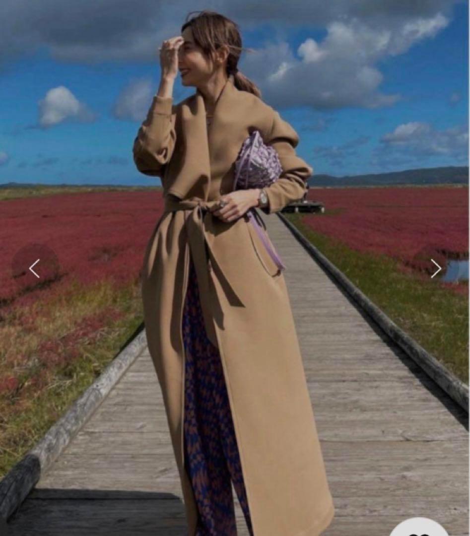 AMERI　BIG COLLAR TUCK SHOULDER COAT　キャメル