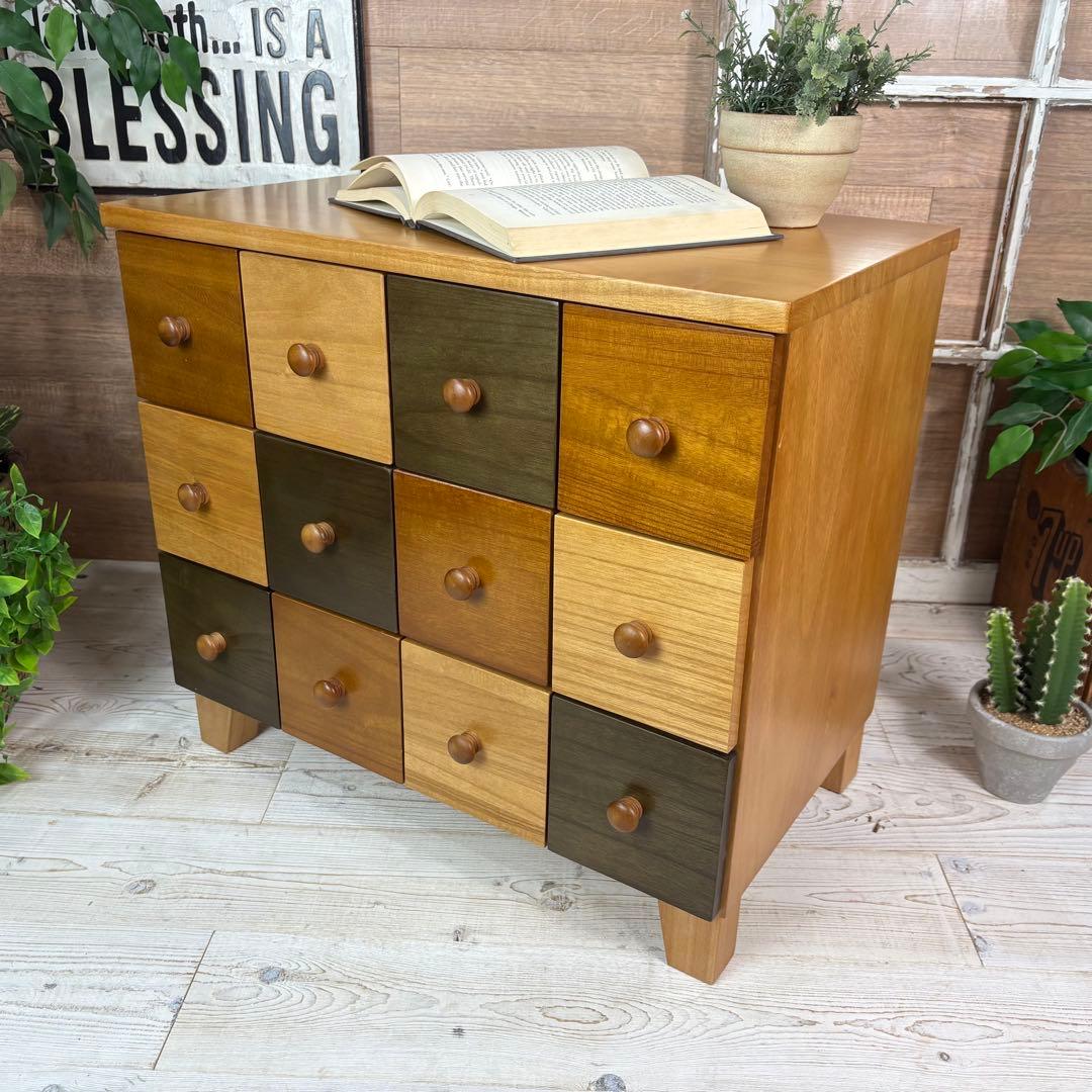 ナチュラルウッド多引き出しチェスト桐材無垢木製収納タンス箪笥洋チェスト