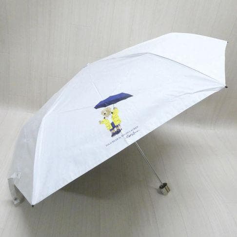 ポロラルフローレン 1級遮光 晴雨兼用 折りたたみ傘 ポロベア レインベア 白